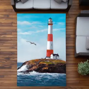 Begin Home Decor C1ROAR575TA6B9 5 x 7 ft. Lighthouse At the Edge of the Sea - Marine Outdoor Area Rug - Rectangle