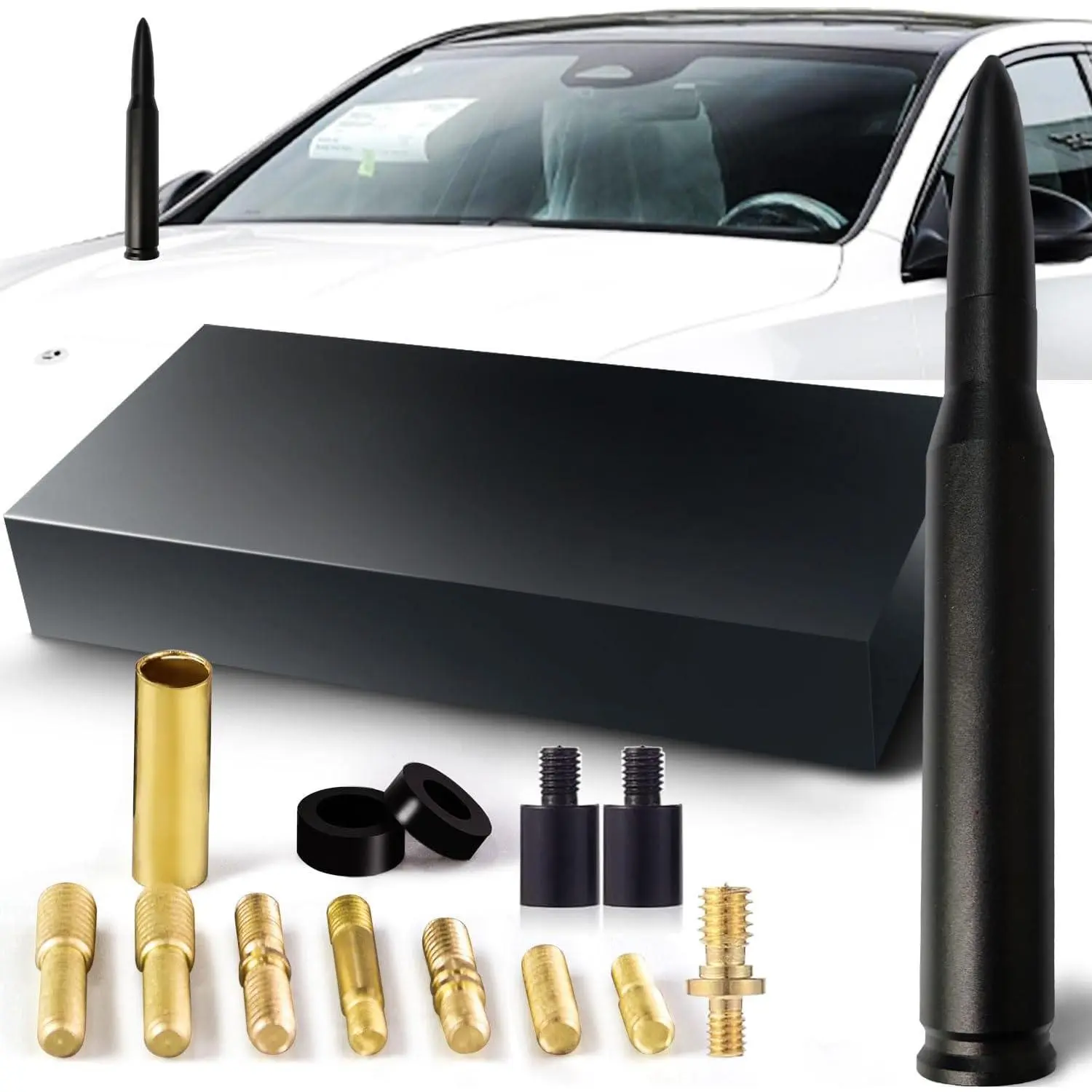 Chrome Bullet Antenna 50 Cal Bullet Car Truck Antenna Truck Accessories Silverado 1500 F150 F250 F350 Ram 1500 GMC Sierra 1500 Ranger Short Replacement Antena (Chrome, 5.5inch)