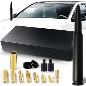 Chrome Bullet Antenna 50 Cal Bullet Car Truck Antenna Truck Accessories Silverado 1500 F150 F250 F350 Ram 1500 GMC Sierra 1500 Ranger Short Replacement Antena (Chrome, 5.5inch)