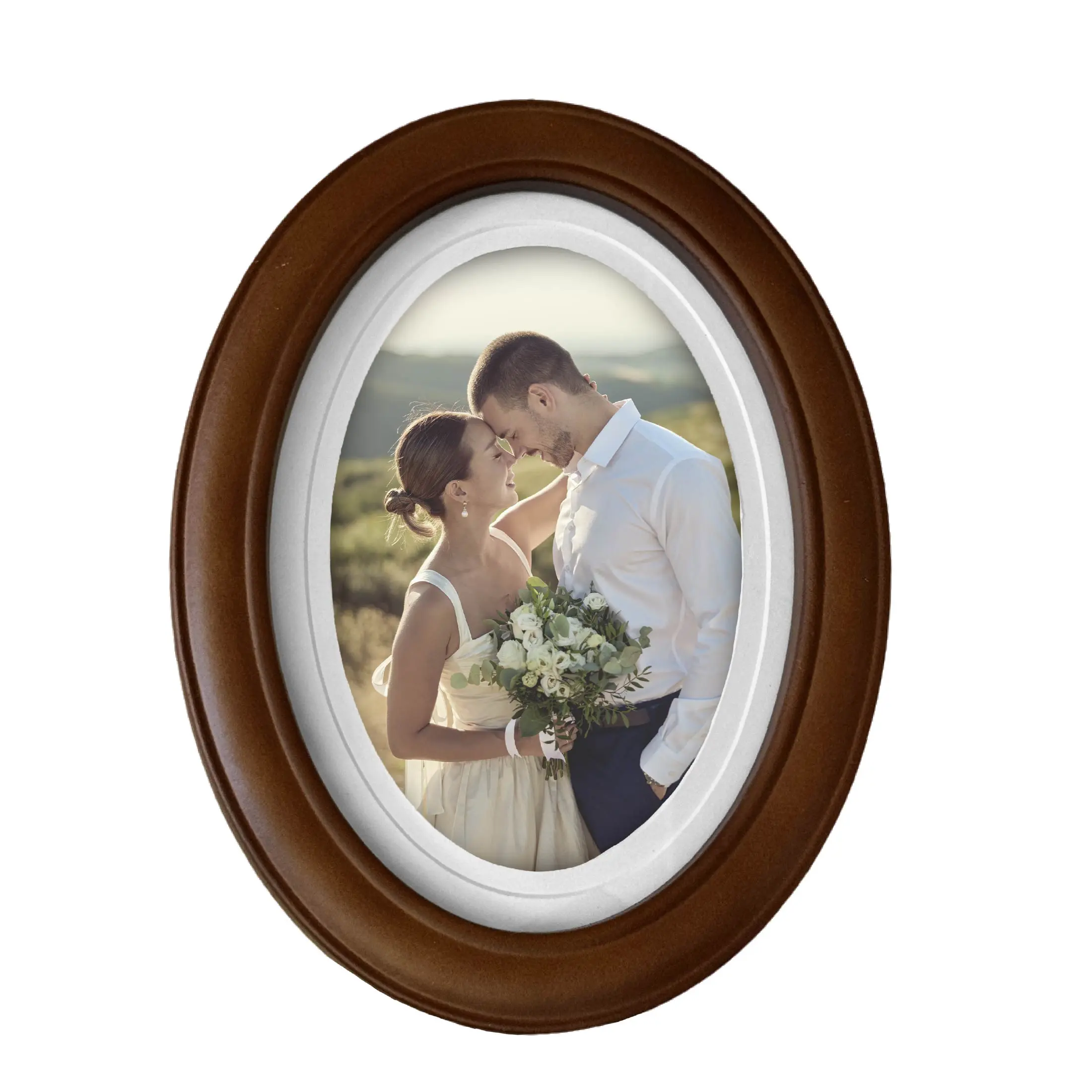 5x7 Oval Double Matte Wood Picture Frame