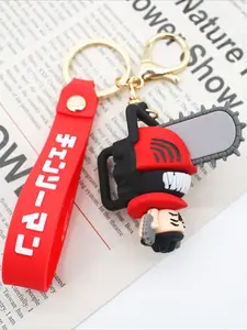 Anime Chainsaw Man keychain, 3D anime character figurine key chain, anime peripheral pendant