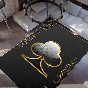 Poker Pattern Area Rug, Non-slip Soft Floor Mat, Decorative Carpet for Home Living Room Bedroom, Home Decor