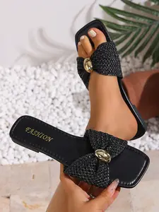 Women's Textile Leopard Pattern Slip-On Sandals, Casual Summer Footwear, Comfortable Lightweight Design, Perfect for Daily Wear