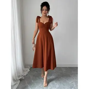 Halloween Sleeveless Spaghetti Strap Tie Bow Waist A-Line Elegant Romantic Women Dress, Music Festival Party Casual Fall Dress