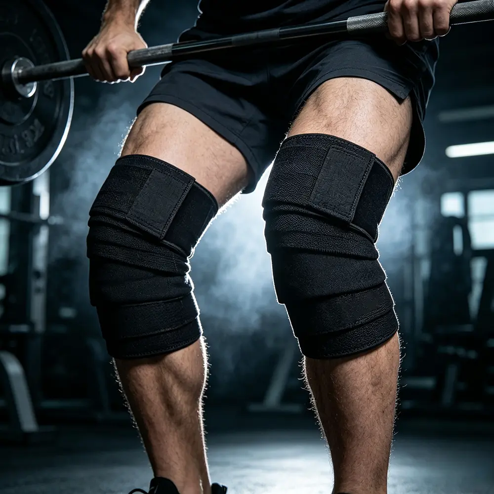2PCS Sports knee pads for men, deep squat elastic bandages, strength lifting, wrapped leggings, knee protection