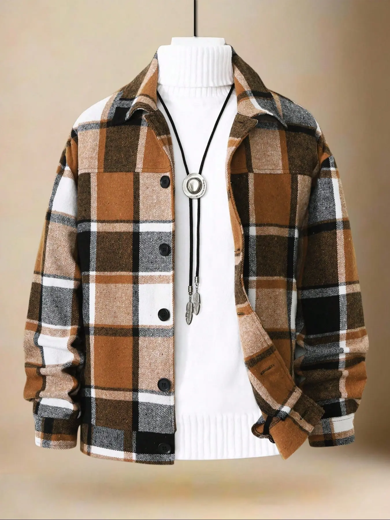 Men's Long Sleeve Casual Shirt, Spring & Fall Plaid Jacket, Comfortable Daily Wear, Fashion Men's Clothing, Casual Menswear, Stylish Outerwear, Button Up Shirt