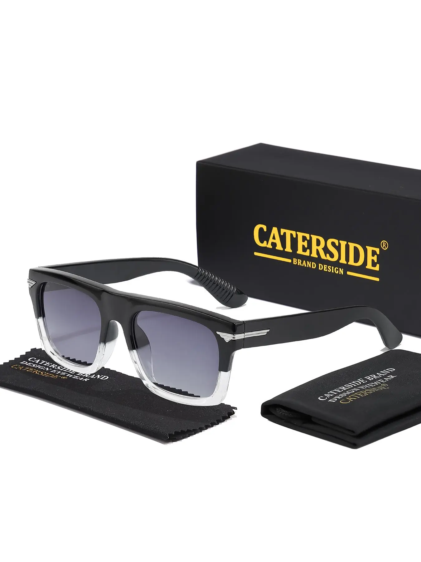 Caterpillar Design Polarized Sunglasses, Trendy Casual Tinted Lens Sunglasses for Everyday Use, Fashion Accessories for Outdoor Activities