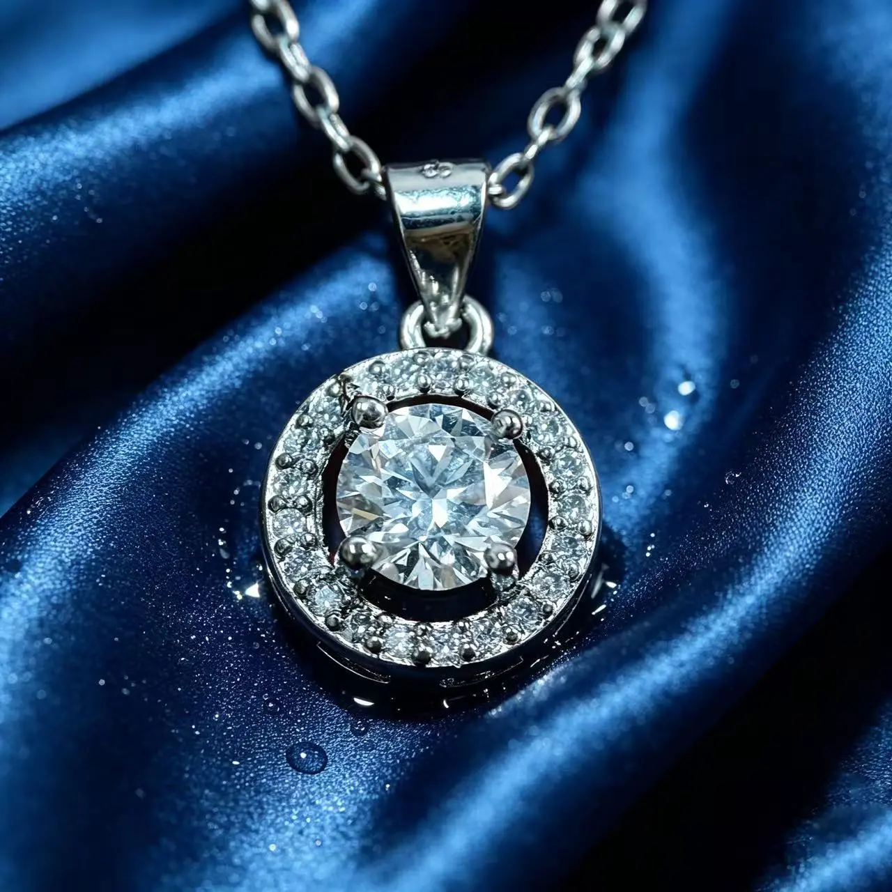 Lab-grown diamond, titanium steel, 0.25 carat; Silver Star ring with locked glow collar necklace