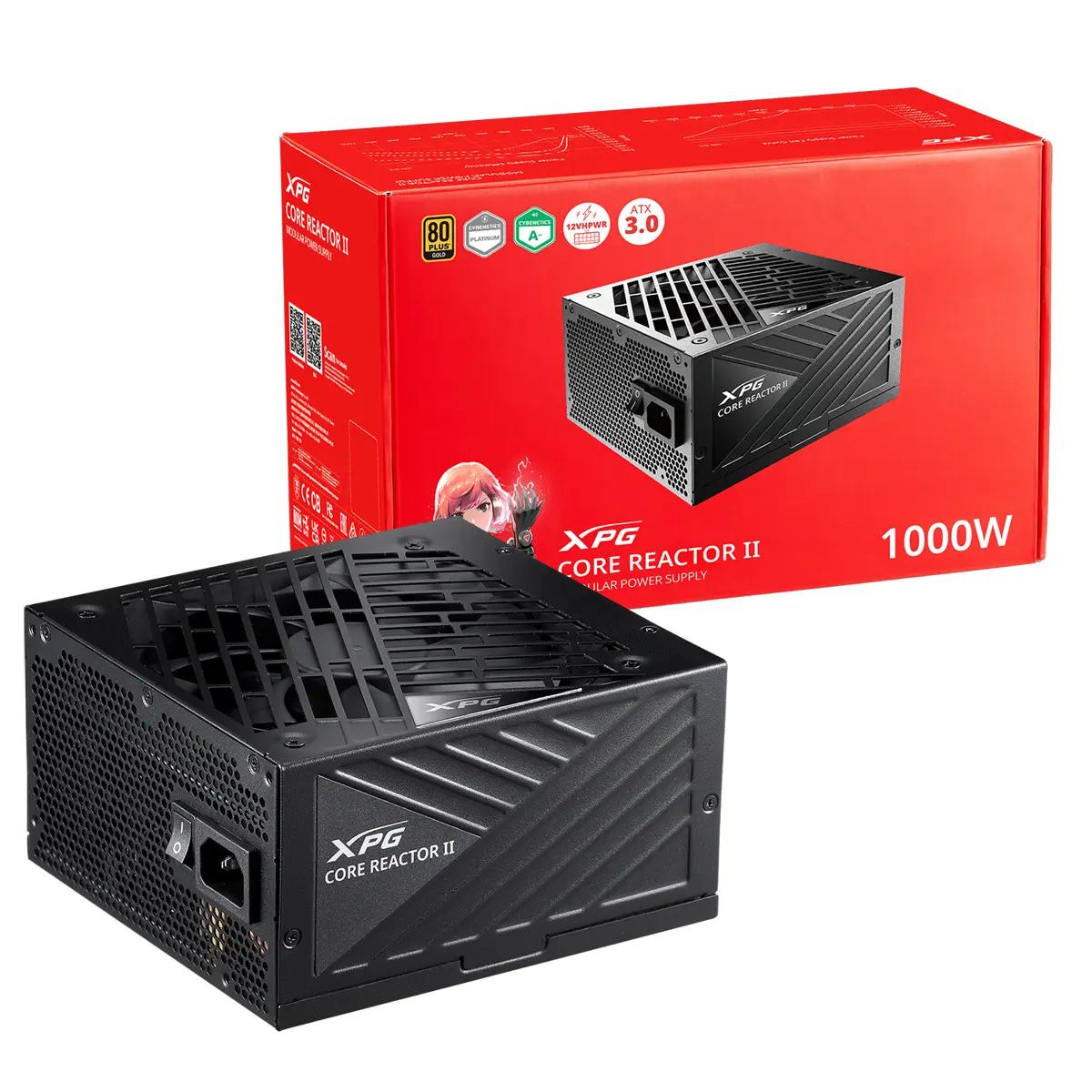 XPG Core Reactor II High-Power PSU - 1000W Output, 80+ Gold Certified, Full Modularity, ATX 3.1 PC Full Modular ATX Power Supply Unit, Black