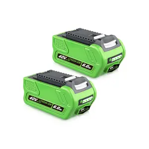 2Pack 40V 6.0Ah 29462 Li-ion Replacement for Greenworks 40V Battery Compatible with Greenworks 40V Cordless Power Rechargeable Heat Dissipation Rohs Certified
