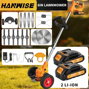 Hanwise 8000RPM Weeder Trimmer Household Small Portable Foldable Electric Lawn Mower, 20V With 1-2 Lithium Batteries, Weed Wacker Lithium Battery, 4-in-1 Cordless Handheld Lawn Mower Garden Multi-function Weede