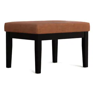 Lacey Small Tufted Ottoman Bench in Distressed Vegan Leather