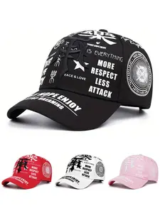 2026 New Baseball Hat, Embroidery Trendy Hat, T Embroidered Graffiti Printed Personalized Hip Hop Hat Outdoor Sports Street Sunshade Daily Life Commuting Leisure Multi Functional Adjustable Unisex Graphic Hat