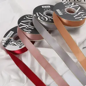 Satin Ribbon with Golden Edge 50 Yards - 1 inch / 2.5 cm