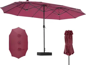 15FT Rectangle Patio Umbrella with Base Included, Extra Large Outdoor Table Umbrella with 12 Ribs, Heavy Duty Sun Shade for Backyard, Pool & Deck #PatioUmbrella