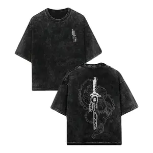Jujutsu Kaisen Fushiguro Toji Sword Vintage Washed Oversized T-Shirt Front Back Minimalist Anime Print Grunge Streetwear Unisex JJK Manga Casual Fan Tee Top