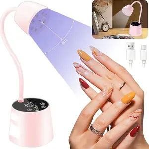 UV Nail Lamp, UV Light for Gel Nails Polish, Rechargeable 2 in 1 Mini Nail Light and LED Desk Lamp with 4 Timers, Auto Sensor & Fast Curing, Goosenecks Nail Light for Home DIY Salon Use for Gifts for Women