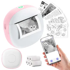 Portable Mini Printer, Rechargeable Thermal Printer, Wireless Thermal Printer for Photos and Labels, Compact Design, Home and Office Use