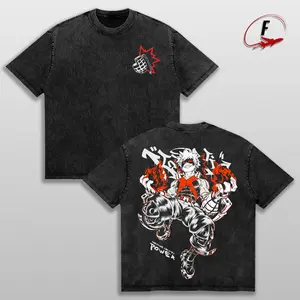 My Hero Academia Bakugo T-Shirt – Vintage Washed Katsuki Bakugou Explosion Quirk Anime Graphic Tee, UA Hero Manga Print, Oversized Soft Cotton Streetwear, Unisex Casual Apparel, Gift for MHA Fans