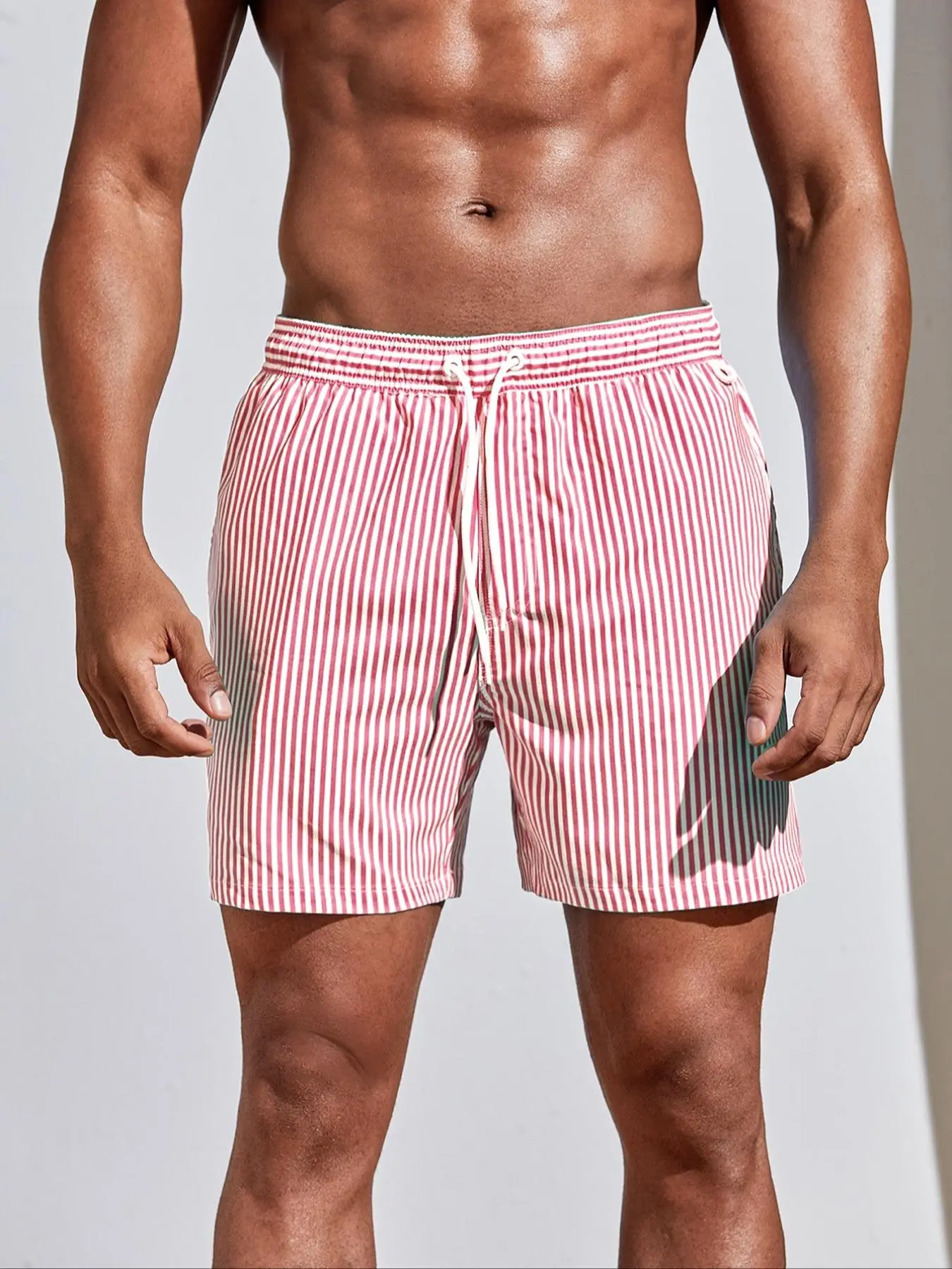 Men's Regular Fit Striped Print Shorts, Casual Comfy Breathable Shorts for Summer, Men's Bottoms for Beach Vacation, Men's Shorts