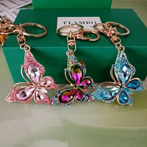Elegant Rhinestone Butterfly Keychain - Versatile Accessory for Bags, Cars & Phones Perfect Gift for Women Soft Cute Bunny Valentine Day Gift Head Key Chain Trendy Spring Hook Keychain for Car Bag Lovely Runner