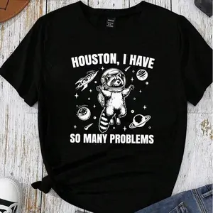 100% Cotton Vintage 90S Space Raccoon Graphic Tee Women'S Funny Galaxy Print T Shirt With Meme Design Golf Gift T-Shirt For Men And Women