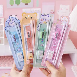 Cute Stationery Set, Adorable Pencils, Erasers, Sharpener, Ruler, Back-To-School, Desk Supplies, Birthday Gift, Learning Toys, Student Rewards, Classroom Supplies