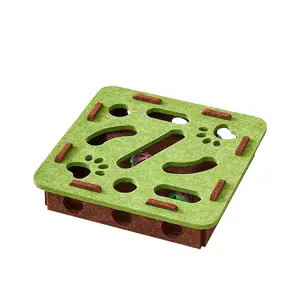 Interactive Cat Puzzle Box Self-Play Felt Maze Toy with Bell Balls for Cats & Small Dogs in Polyester Material