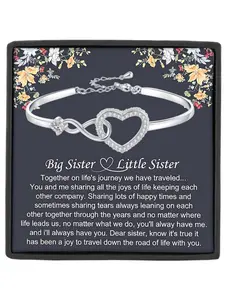 Big Sister Little Sister Bracelet Infinity Heart CZ Bangle Bracelet Birthday Gift,Christmas Gift Infinity Heart Jewelry Heart Shaped Bracelet Friendship Bracelets