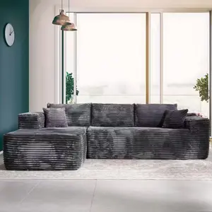 105" Modular Sectional Sofa With L-Shape Chaise, Left Sectional Couches For Living Room&Home Office, Frameless Cloud Couch With Deep Seat, Upholstered Couch With Memory Foam, Corduroy Fabric, No Assembly Required