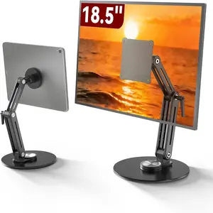 Magnetic Portable Monitor Stand, VESA Mount 75mm, Fits 13.3" 14.1" 15.6" 17.3" 18.5 inch Screen, Adjustable Foldable 360° Swivel Tool-Free Desk Stand