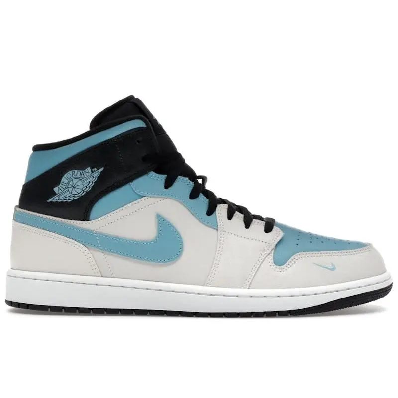 Jordan 1 Mid SE Blue Chill Men's Sneakers Classic Retro Basketball Inspired Lifestyle Shoes Premium Leather Upper Cushioned Comfort Durable Rubber Sole Streetwear Casual Footwear Iconic Air Jordan Design Authentic Limited Edition
