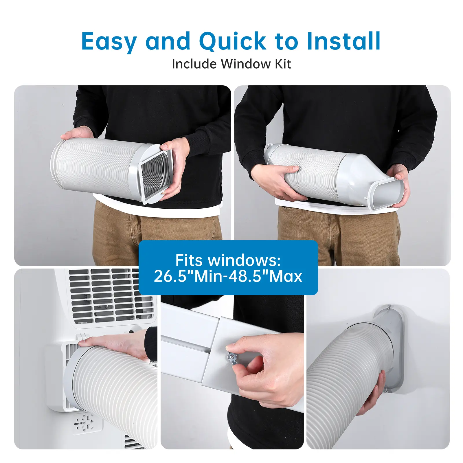 15000 BTU 3-in-1 Portable Air Conditioner Unit - Cools 850 sq ft, 190 pts Per Day Dehumidifier, Cooling+Dehum. Function, Auto Swing, Fan, Sleep Mode, Silent Mode, Self-Evaporating System, Remote Control, LED Panel, 61-88°F Temp Range, Easy to Install