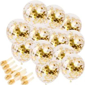 Confetti Balloons 20 count, 12 Inches Party Balloons With Golden Paper Confetti Dots For Party Decorations Wedding Decorations And Proposal ()