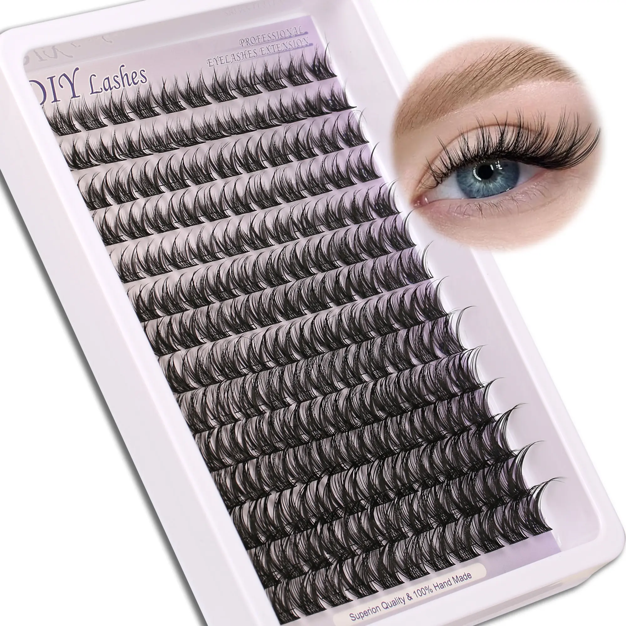 Wispy Long Fishtail Natural Cluster Eyelash Extensions 168pcs Individual Eyelash 8-16mm DIY False Eyelashes, Longer Looking Lashes, Soft Comfortable Fluffy Eyelash Clusters with Thin Band, Lightweight Volume Lash Clusters