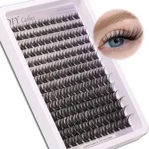 Wispy Long Fishtail Natural Cluster Eyelash Extensions 168pcs Individual Eyelash 8-16mm Extension DIY False Eyelashes Soft Comfortable Natural Eyelash Clusters with Thin Band Fluffy Eyelash Clusters
