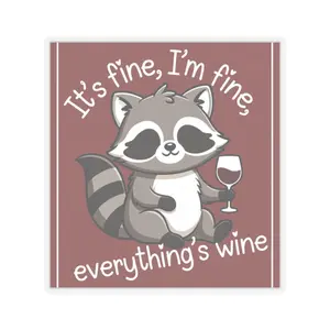 Cute Raccoon with Wine Sticker | Kiss-Cut Vinyl Sticker