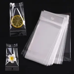 100pcs/pack Transparent Opp Self-Adhesive Bags, 7x15.5cm Hanging Hole Jewelry Packaging Bags, Earring Bracelet Display Pouches, Plastic Storage Organizer