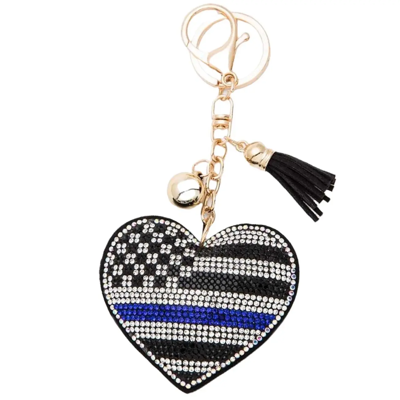 Police Flag Heart, Gold Hardware