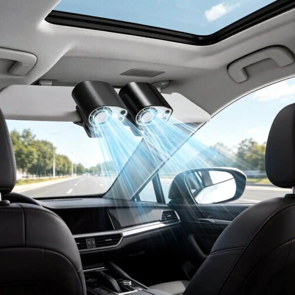 【Summer Survivals】Joytutus Car Fan 2026 Portable Car LCD Clip Personal Clip-On Fan - 360° Rotatable, 100-Speed Wind, 12V USB Rechargeable 1800mAh/3000mAh Battery-Powered Portable Fan, Low Noise, Clamp-Anywhere, Summerwins Car Accessories High Velocity Fan