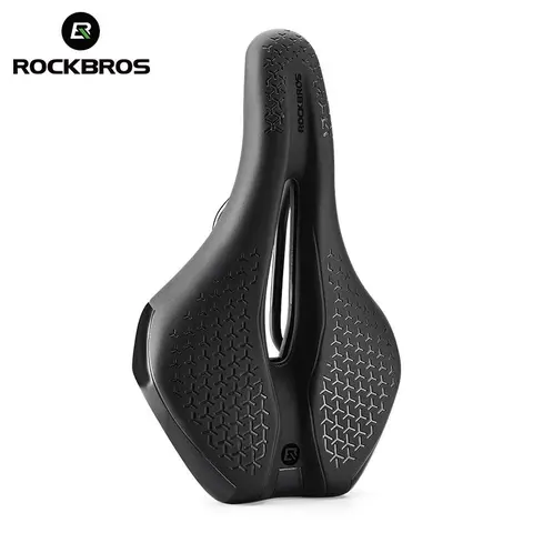 ROCKBROS Soft Durable Hollow Iron-Base Bike Saddle - Ergonomic Shape, Streamlined Design, Breathable Structure, Foam Cushion, Matte Easy-Clean, Durable and Waterproof Surface, Long-Term Use Adults' MTB & Road Cycling Gear
