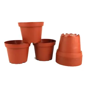 212 MAIN 4 in. Dia. Plastic Round Planter Pots - Pack of 12, Stackable Pots, Terra Cotta Finish