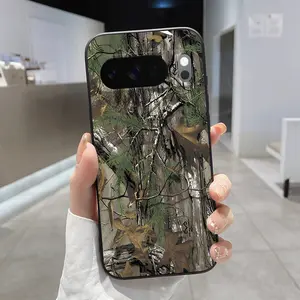 Rounded Edge Phone Case for Google Pixel 10 9 XL 8 7 Pro A  Forest's Camouflage Tapestry Pattern Anti-Scratch Shockproof TPU Bumper Drop-proof Cover Cellphone Protective