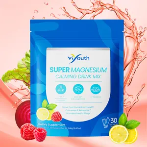 Viyouth Super Magnesium Calming Drink Mix 3-in-1 Formula with KSM-66 Ashwagandha Turmeric GABA Probiotics for Relaxation Mood Balance & Healthy Sleep Cycles 30 Servings