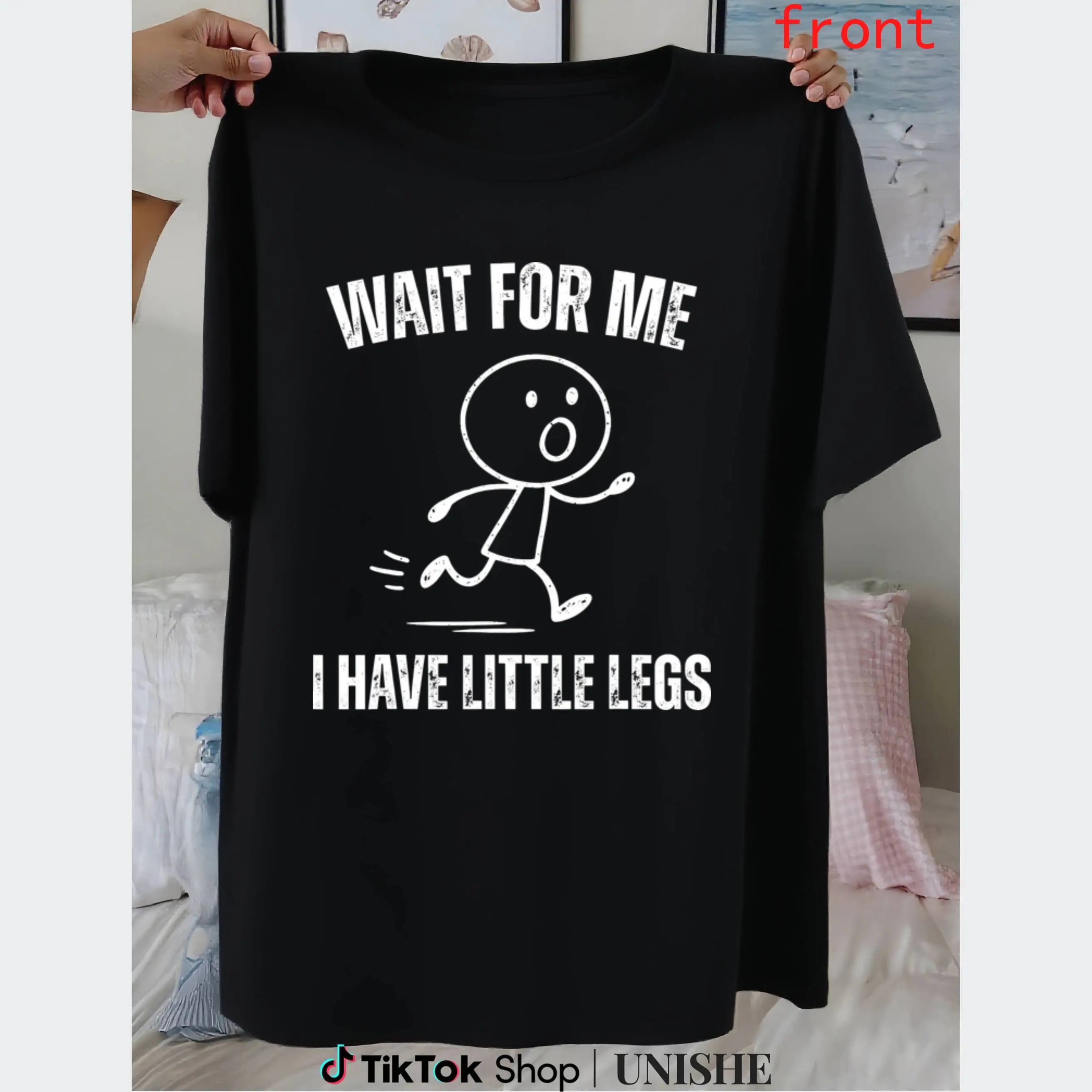 Women's Shortsleeve Round Neck Art Print T-Shirt - Casual All-Season Top for Petite Individuals with Shorter Legs