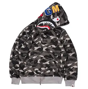 3D printing cross-border European and American new fashion brand shark clothing camouflage printing men and women couples all-match wholesale zipper to the end