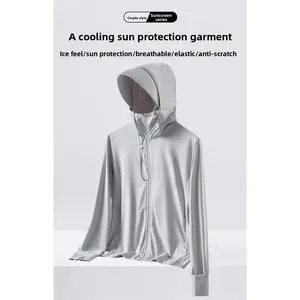 UPF50 + Sunscreen Clothing Men's Summer Ice Silk Thin Breathable Outdoor Professional Fishing Sunscreen Clothing Women's Removable Brim athletic jacket
