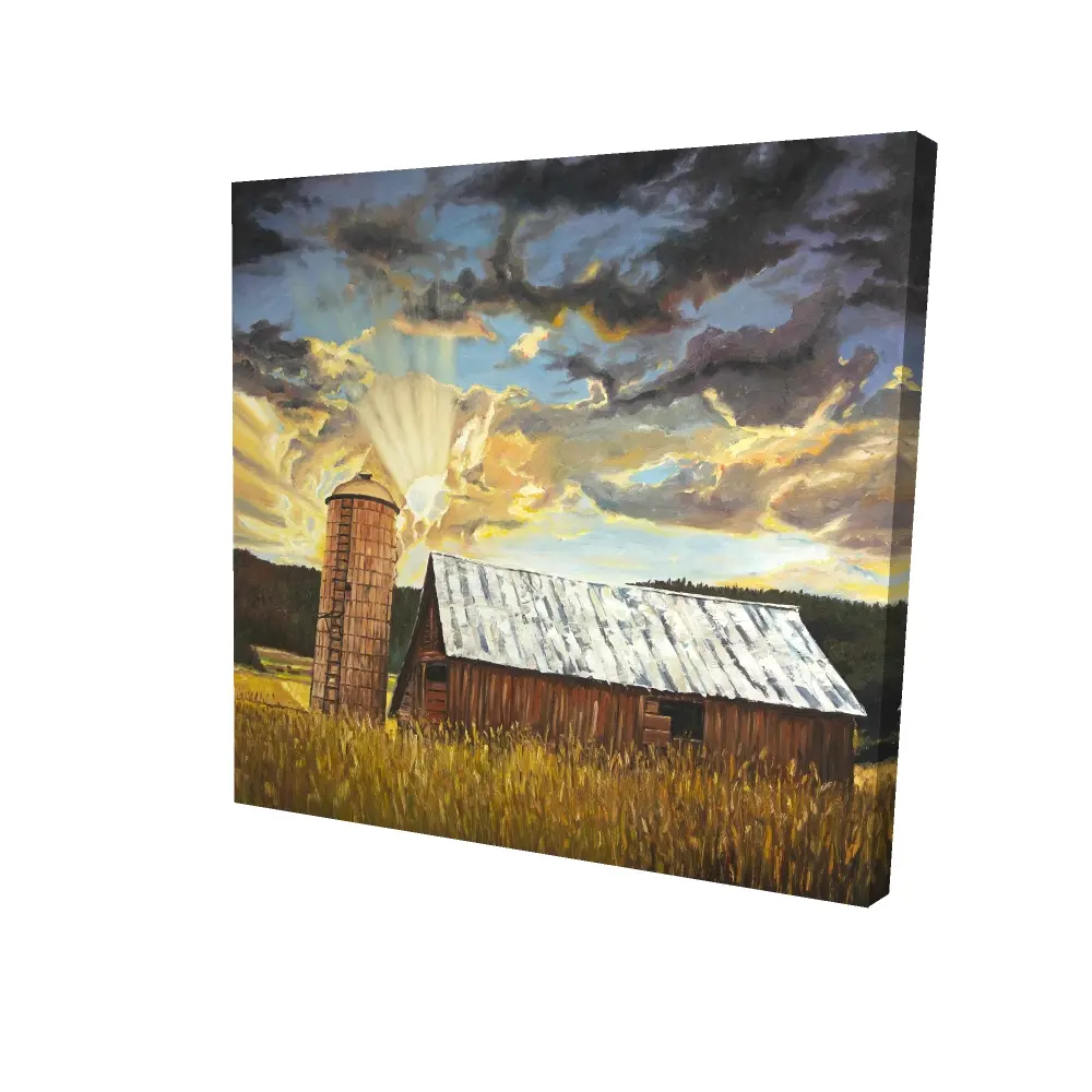 Begin Home Decor 2080-2424-LA179 24 x 24 in. Hay Barn Brown Landscape Canvas - Bedroom Wall Art Decor