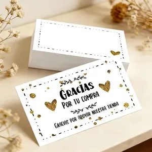 Spanish Thank You Cards Set, Greeting Card, 50pcs Dual-Sided Printed Business & Gift Decorations, Ideal for Store Support Gracias Por Tu Compra, Card Design