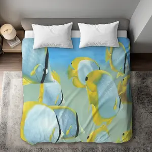 360 stand King Size Microfiber Duvet Cover Set - Bedroom Bedding Set with Breathable Fabric, Vibrant Coastal Turquoise Ocean Themed Sea Animals Fish Print, Vibrant Colors, Machine Washable Textiles